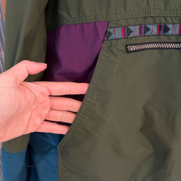 L.L. Bean Green and Blue Windbreaker Anorak half zip vintage 80s - Picture 3 of 13